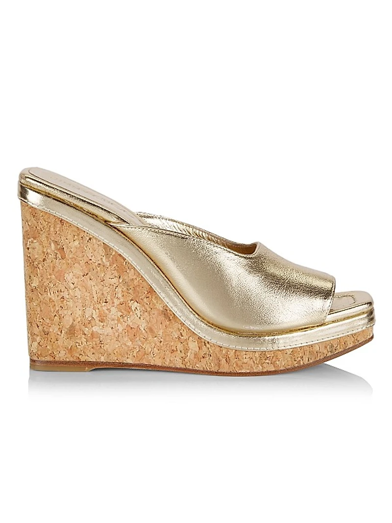 Seon 110MM Metallic Leather Wedge Sandals