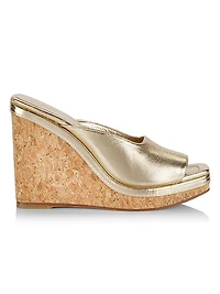 Seon 110MM Metallic Leather Wedge Sandals