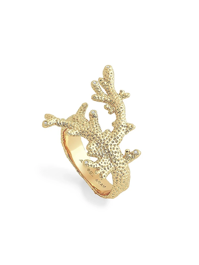 Ocean Coral 18K-Gold-Plated & Cubic Zirconia Ring
