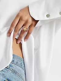 Butterfly 18K Gold-Plated & Cubic Zirconia Ring