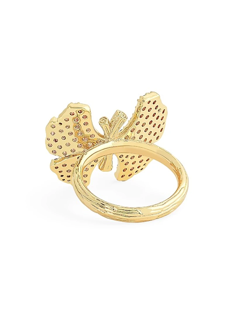 Butterfly 18K Gold-Plated & Cubic Zirconia Ring