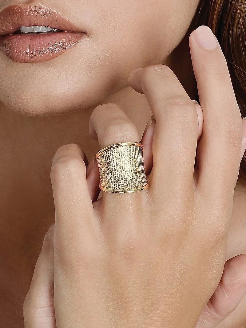 Enchanted Forest Bark 18K Gold-Plated Ring