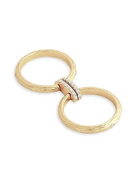 Enchanted Forest 18K-Gold-Plated & Cubic Zirconia Double Ring