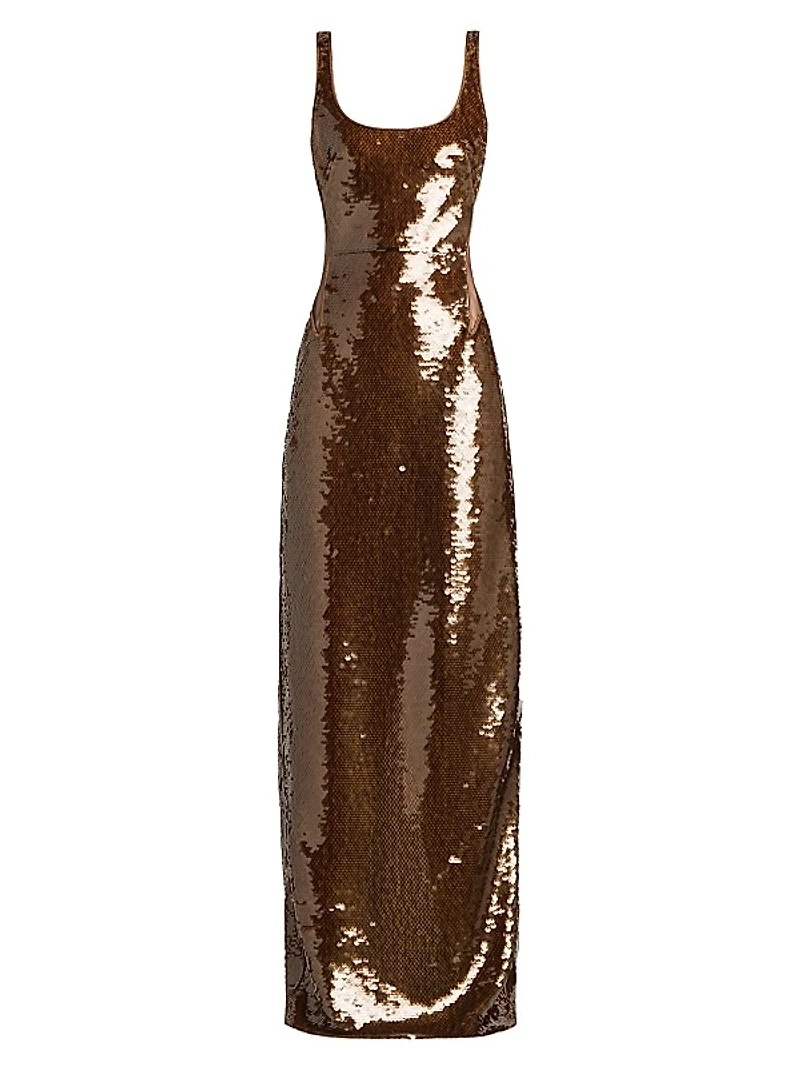 Sequined Scoopneck Gown