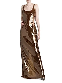 Sequined Scoopneck Gown