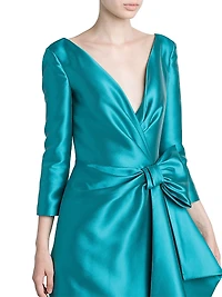 Satin Wrap Bow Gown