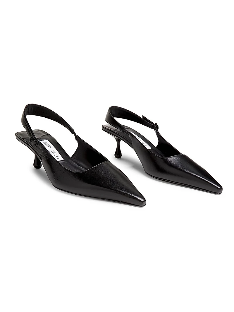 Amel 50MM Leather Slingback Pumps