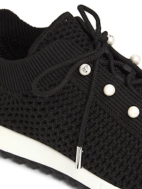 Veles Faux Pearl-Embellished Crocheted Sneakers