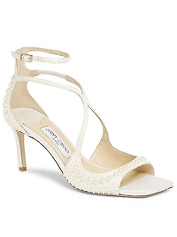 Azia 75MM Pearl-Embellished Satin Sandals