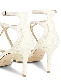 Azia 75MM Pearl-Embellished Satin Sandals