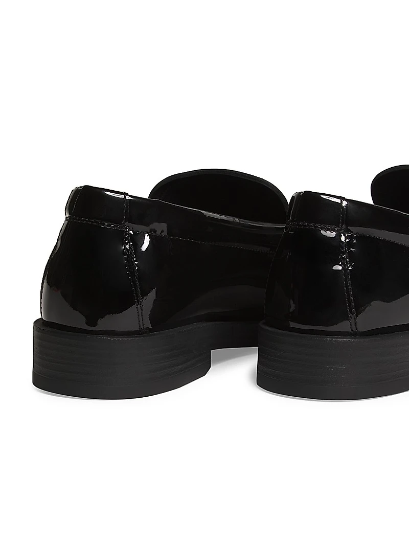 Addie Faux Pearl-Embellished Patent Leather Loafers