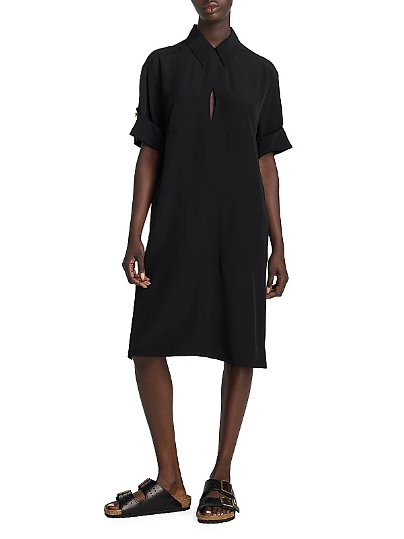 Crepe Silk Polo Dress
