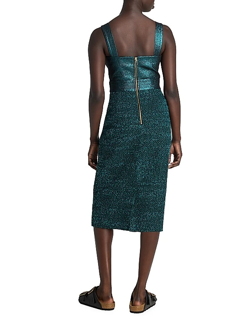 Evening Crystal-Embellished Tweed Dress