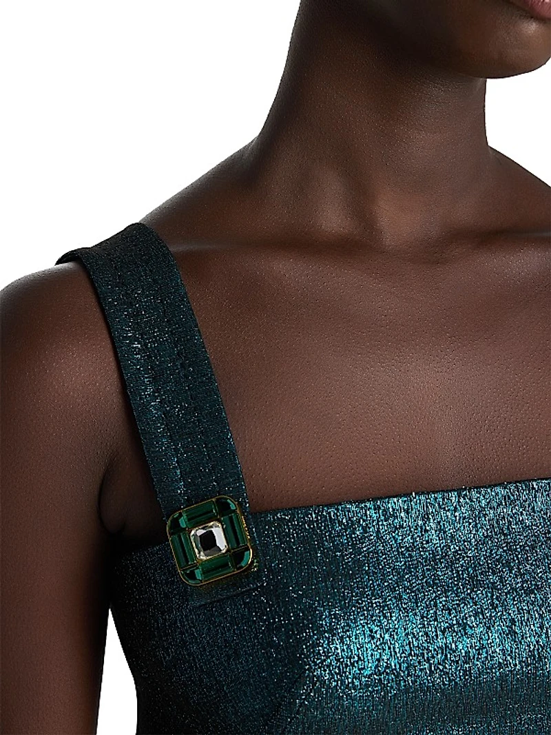 Evening Crystal-Embellished Tweed Dress