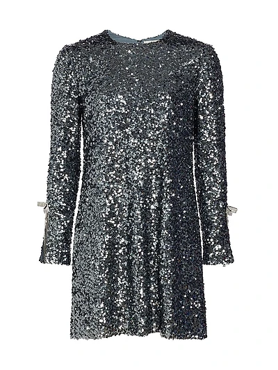 Lily Sequined Long-Sleeve A-Line Minidress