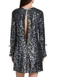 Lily Sequined Long-Sleeve A-Line Minidress