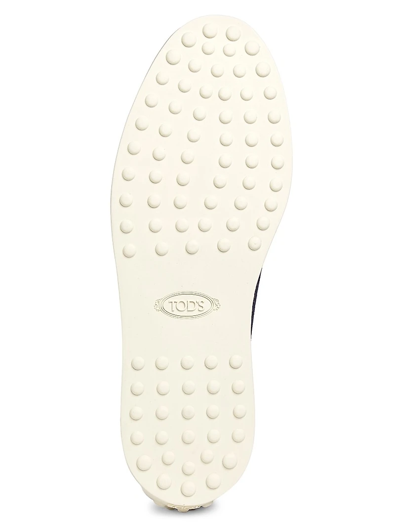 Double-T Ring Suede & Raffia Loafers