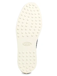 Double-T Ring Suede & Raffia Loafers