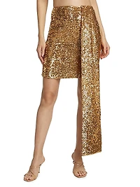 Carta De Amor Sequined Draped Miniskirt