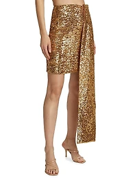 Carta De Amor Sequined Draped Miniskirt