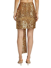 Carta De Amor Sequined Draped Miniskirt