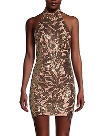 Olivia Sequin Leaf Minidress