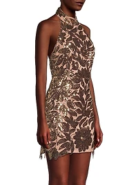 Olivia Sequin Leaf Minidress