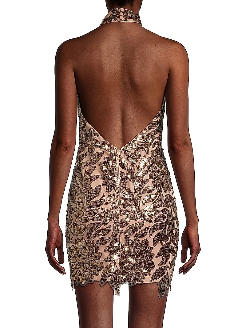 Olivia Sequin Leaf Minidress
