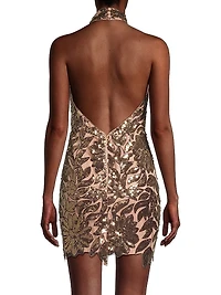 Olivia Sequin Leaf Minidress