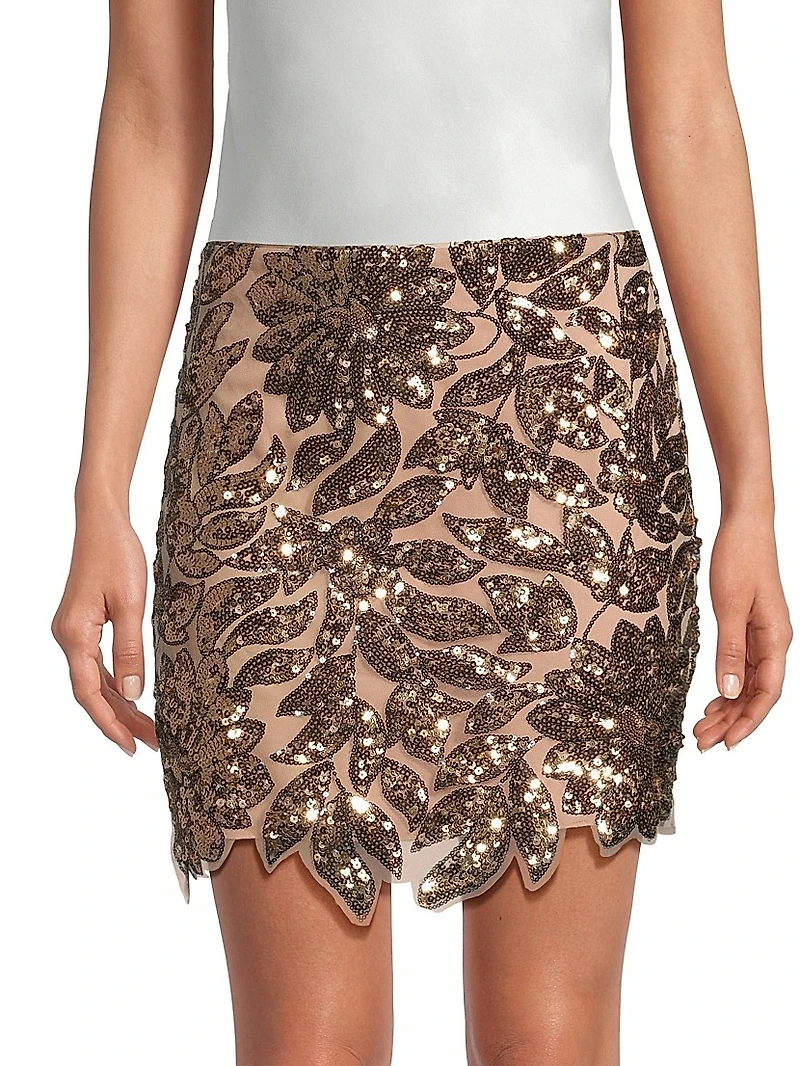 Kristina Sequin Leaf Miniskirt