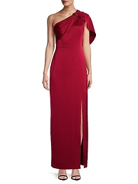 Satin One-Shoulder Column Gown