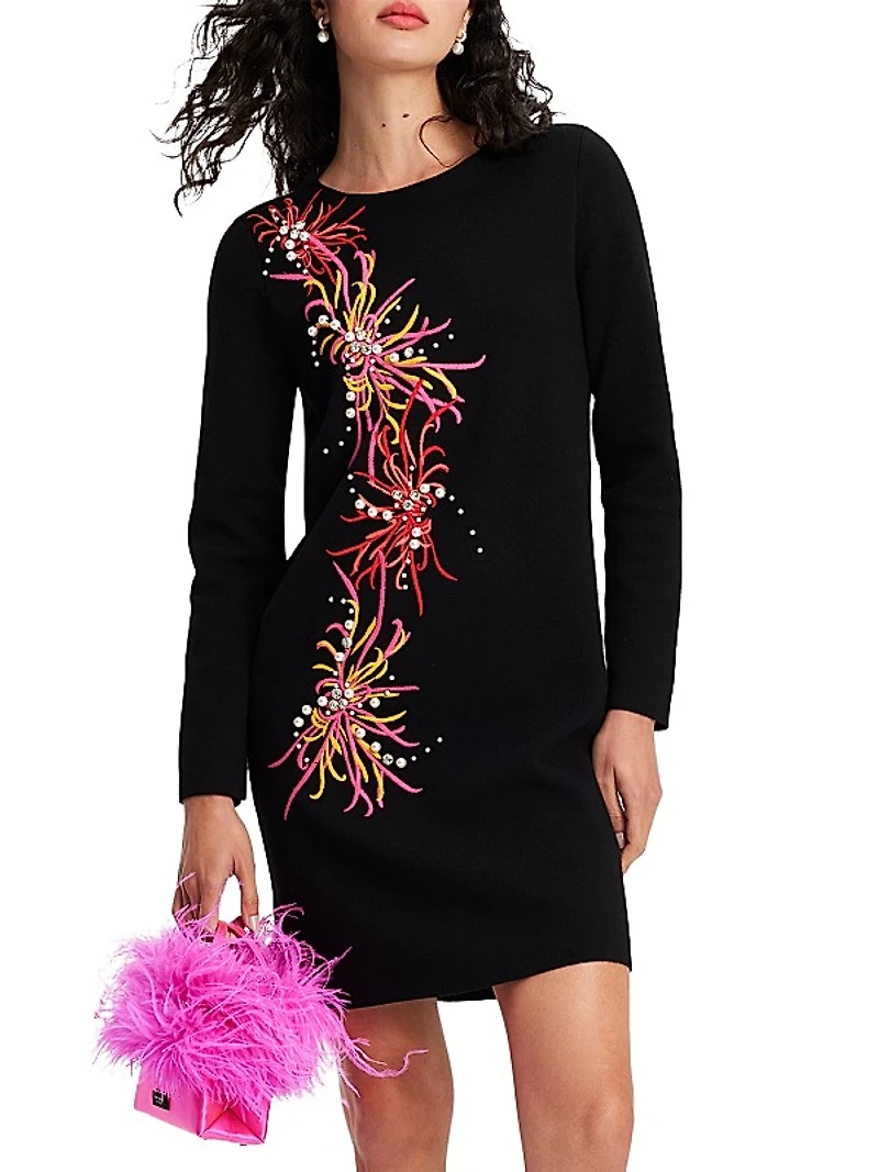 Mainline Faux Pearl & Crystal-Embellished Shift Dress