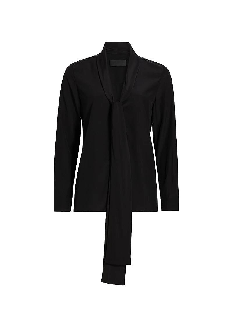 Angelique Silk Tie-Neck Blouse