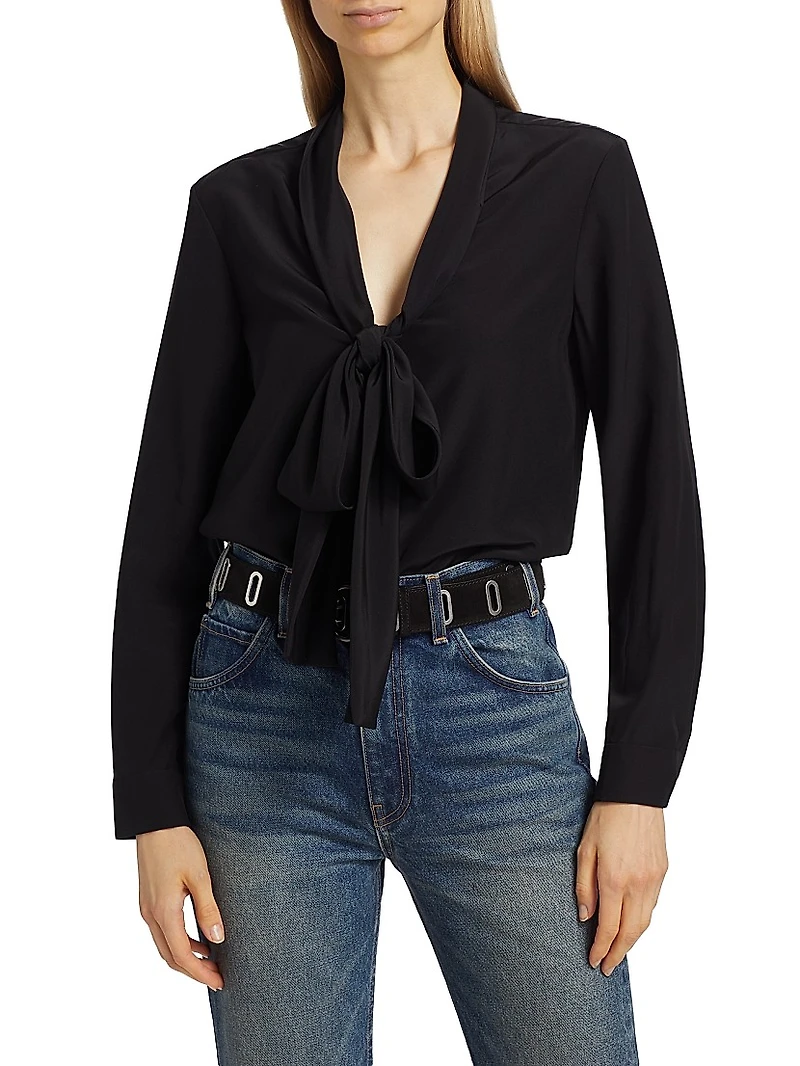 Angelique Silk Tie-Neck Blouse
