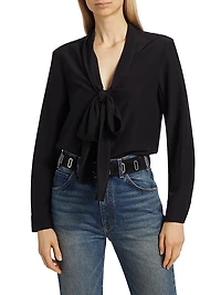Angelique Silk Tie-Neck Blouse