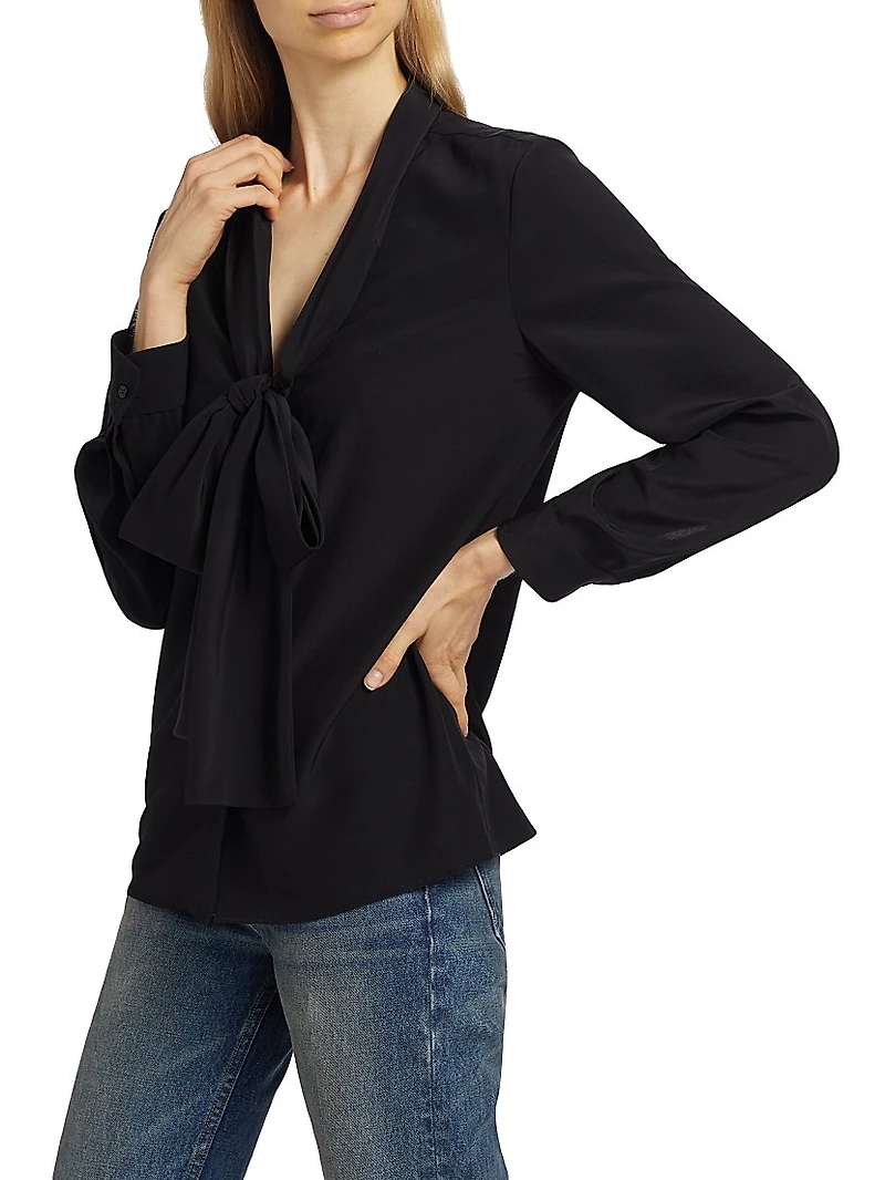 Angelique Silk Tie-Neck Blouse