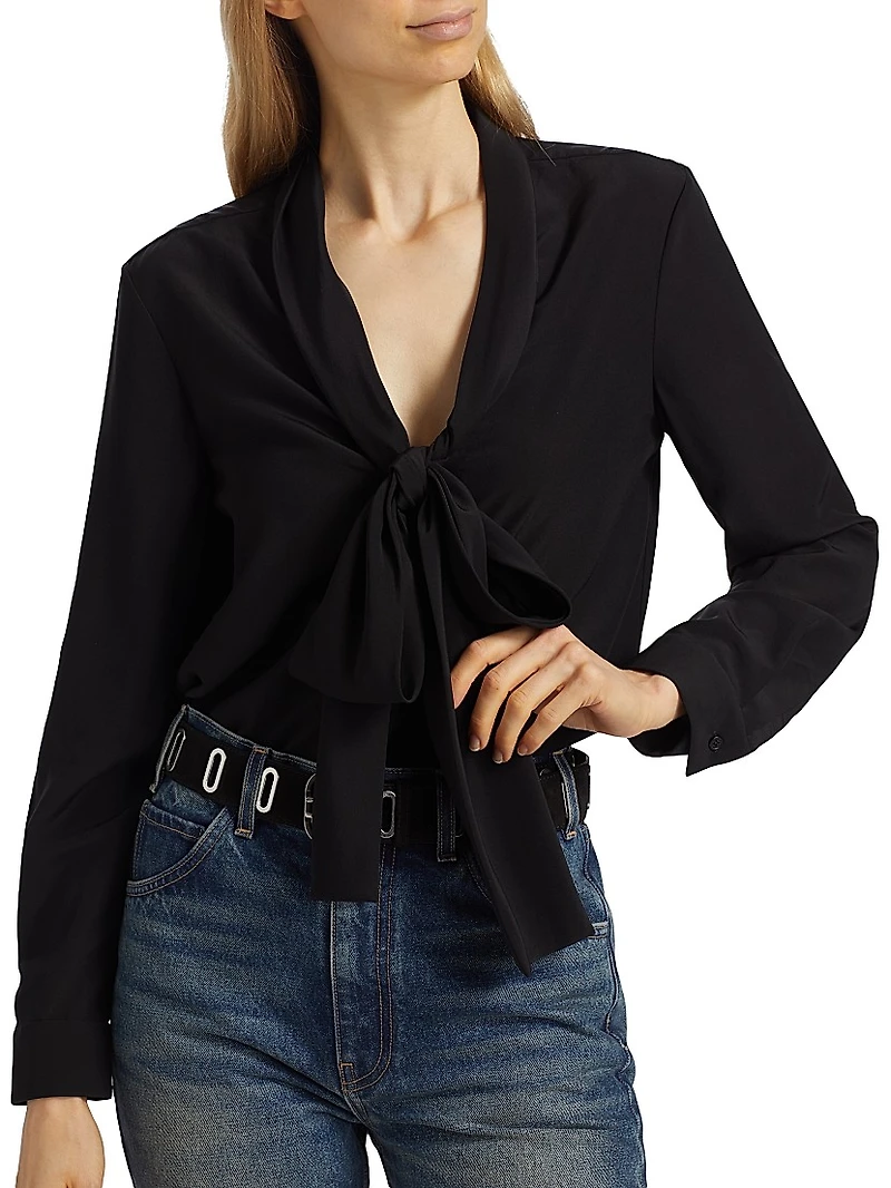Angelique Silk Tie-Neck Blouse