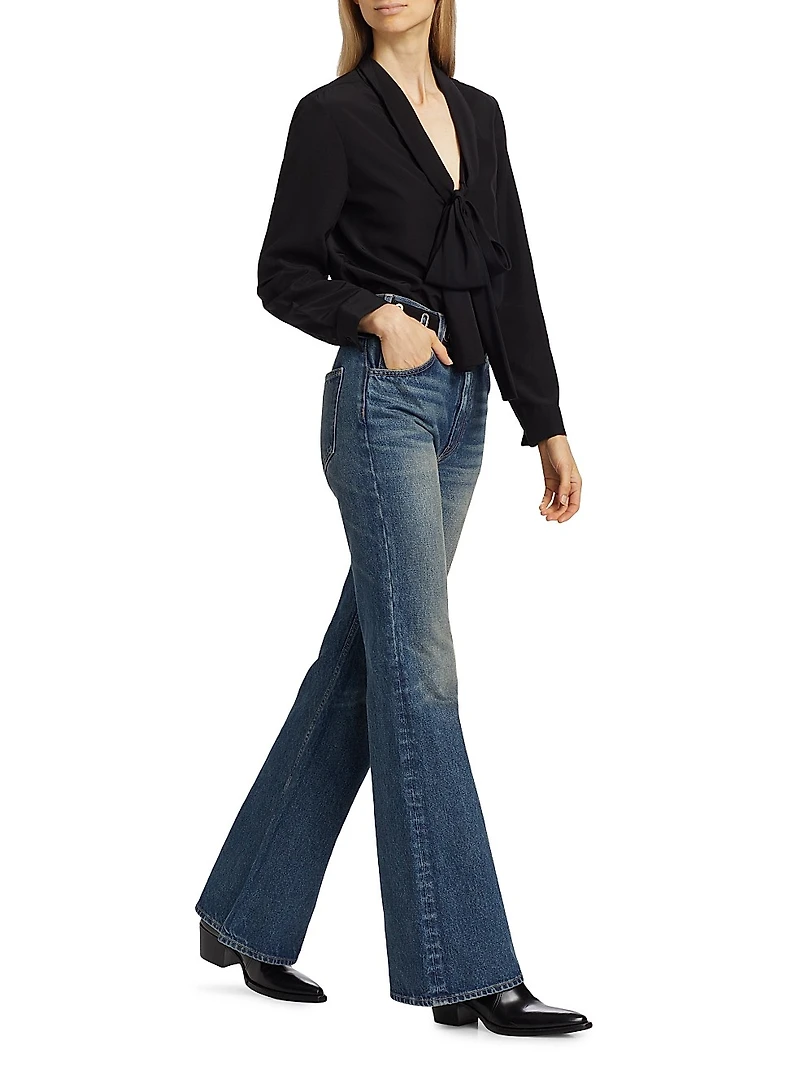 Angelique Silk Tie-Neck Blouse