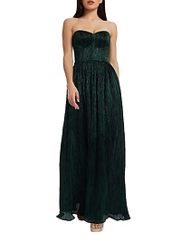 Audrina Plissé Strapless Gown