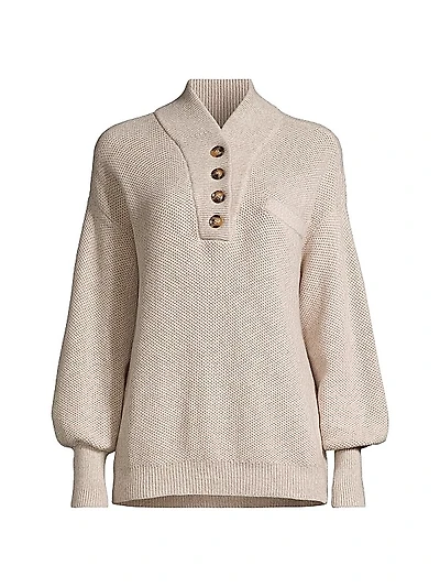 Cottonsilk™-Blend Henley Sweater
