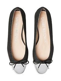 Sleek Bow Denim Ballerina Flats