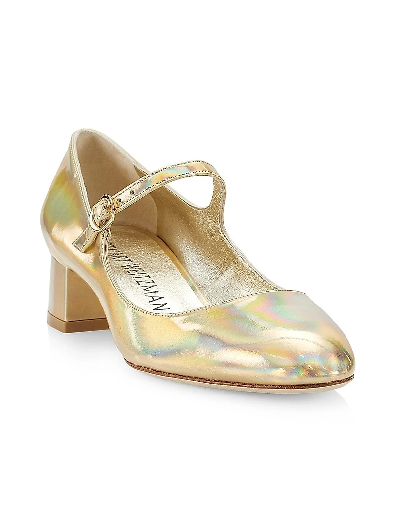 Vivienne 35MM Metallic Leather Mary Jane Pumps