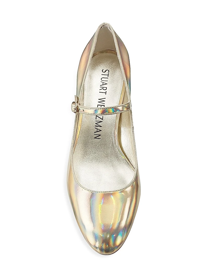 Vivienne 35MM Metallic Leather Mary Jane Pumps