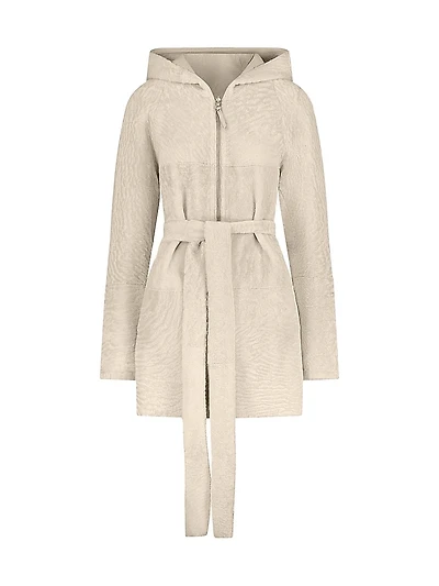 Reversible Textured Shearling Lamb Zip Parka