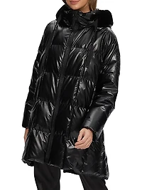 Quilted Parka with Shearling Lamb Trim