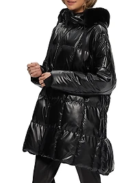 Quilted Parka with Shearling Lamb Trim