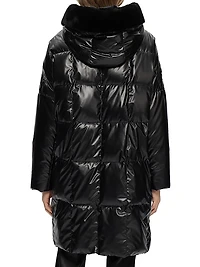 Quilted Parka with Shearling Lamb Trim