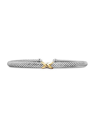 X Classic Cable Station Bracelet Sterling Silver