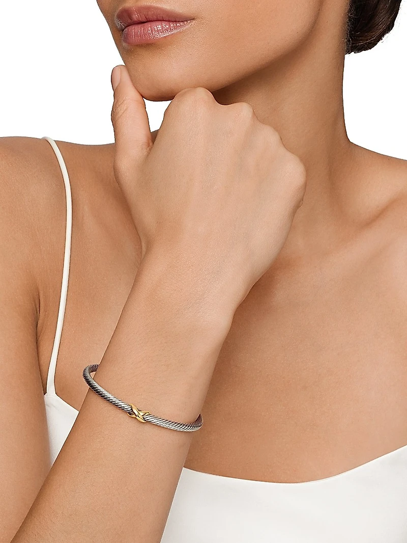 X Classic Cable Station Bracelet Sterling Silver