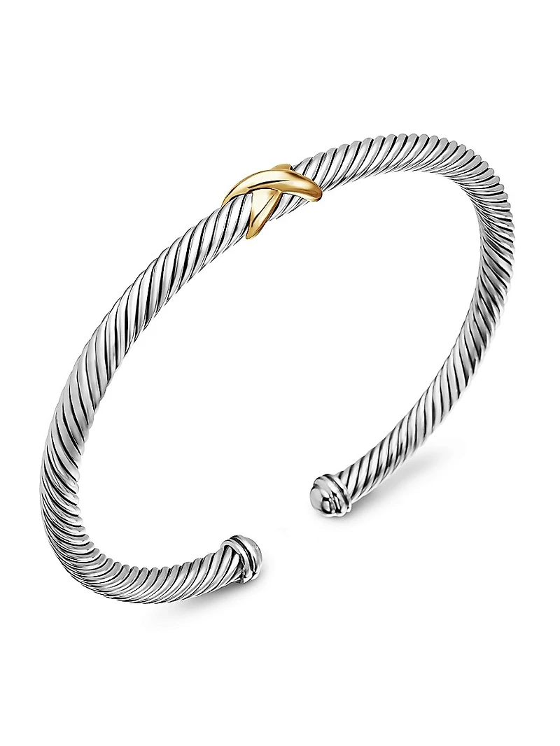X Classic Cable Station Bracelet Sterling Silver